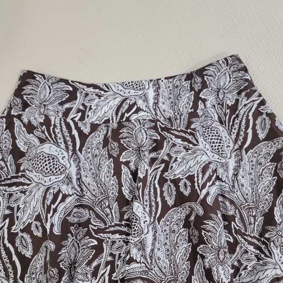 Talbots Brown and White Floral Skirt Size 18 W Cotton Summer - Picture 3 of 13